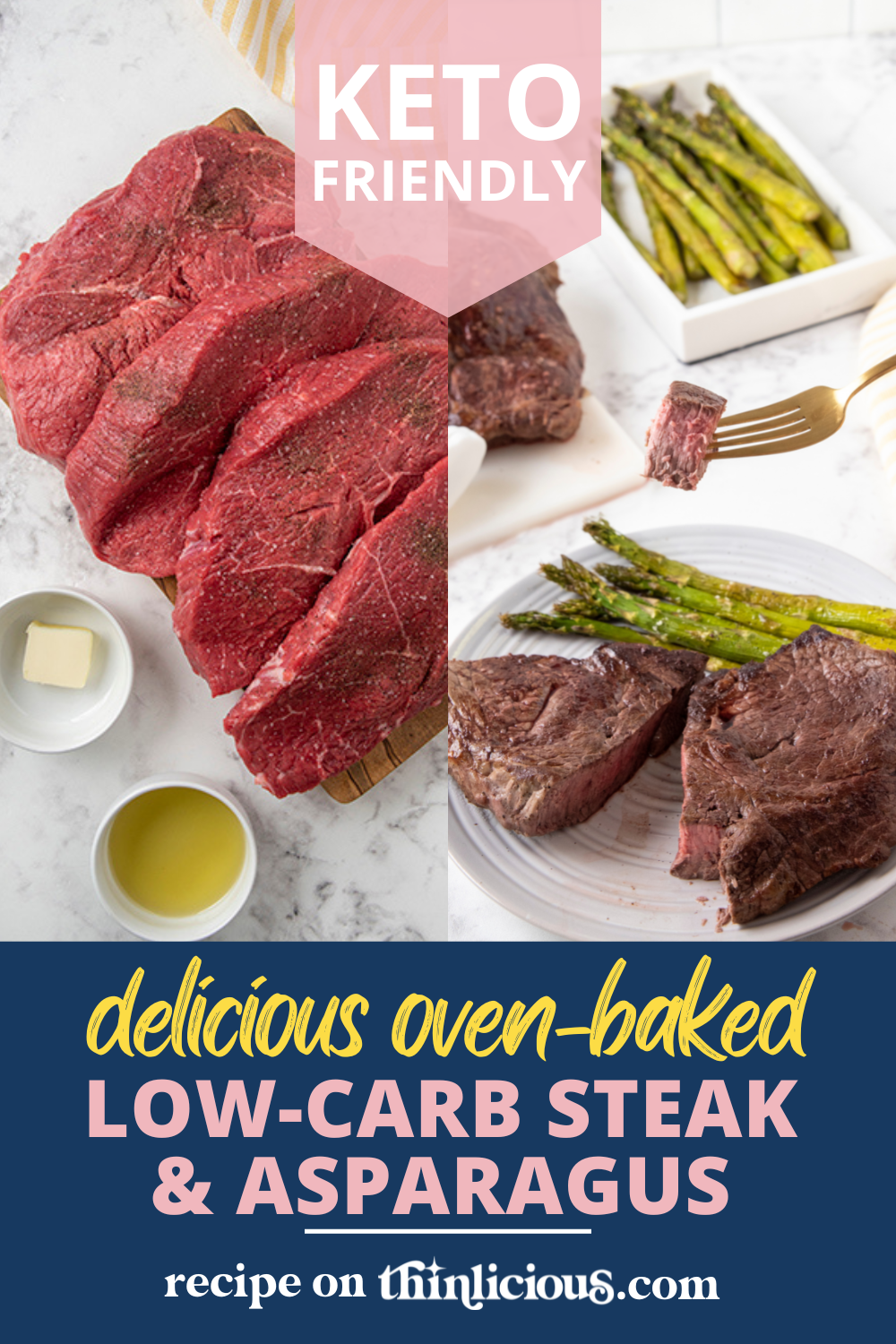 Delicious Oven-Baked Low-Carb Steak and Asparagus - Thinlicious