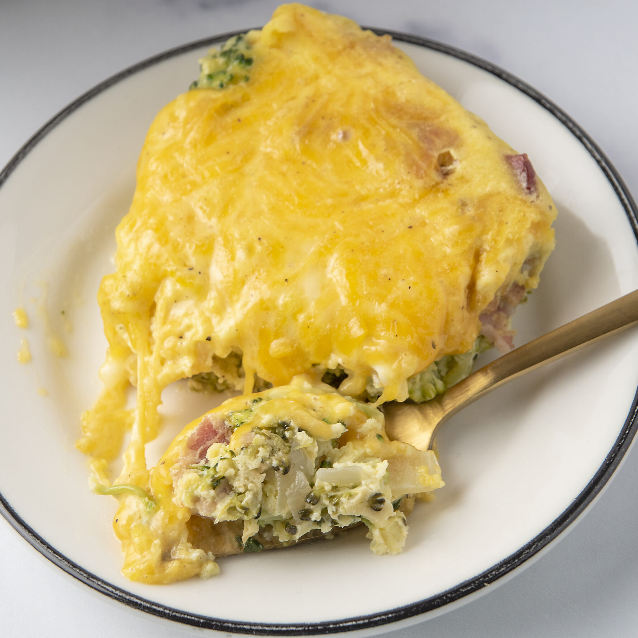 Delicious Broccoli Cheddar Bacon LowCarb Frittata Thinlicious