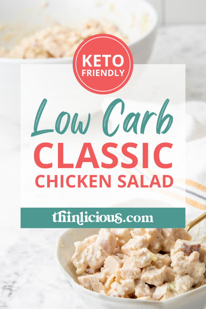 Our Low Carb Chicken Salad is an easy classic, with a nice crunch from celery, a little tang from the relish, and a tasty bite from the chopped red onions.