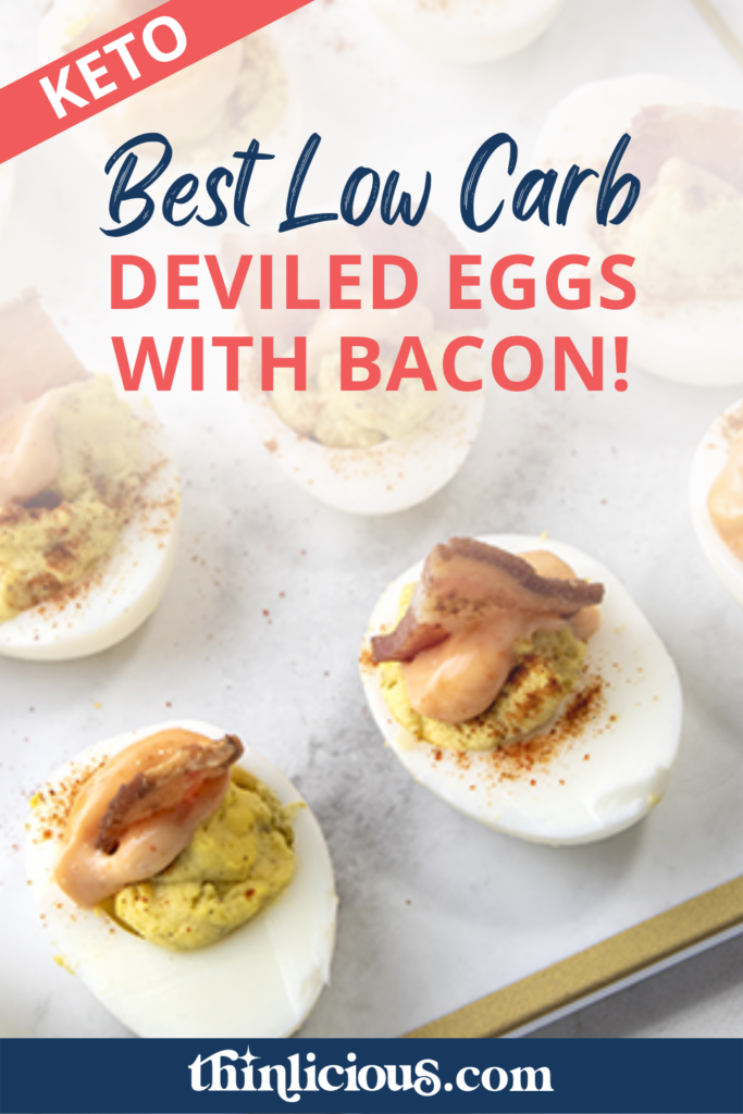 You will never go back to the classic Deviled Eggs recipe after you try these low carb Deviled Eggs with Bacon! We've added a little spice to make them super savory.