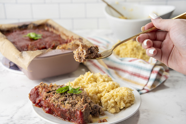 Forkful of keto meatloaf