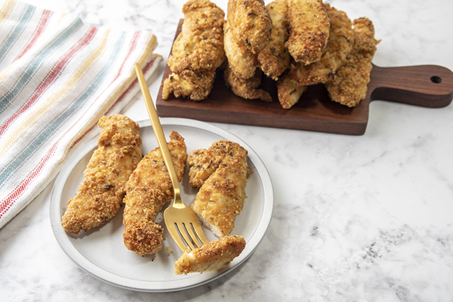 air fried chicken tenders made with keto flours 