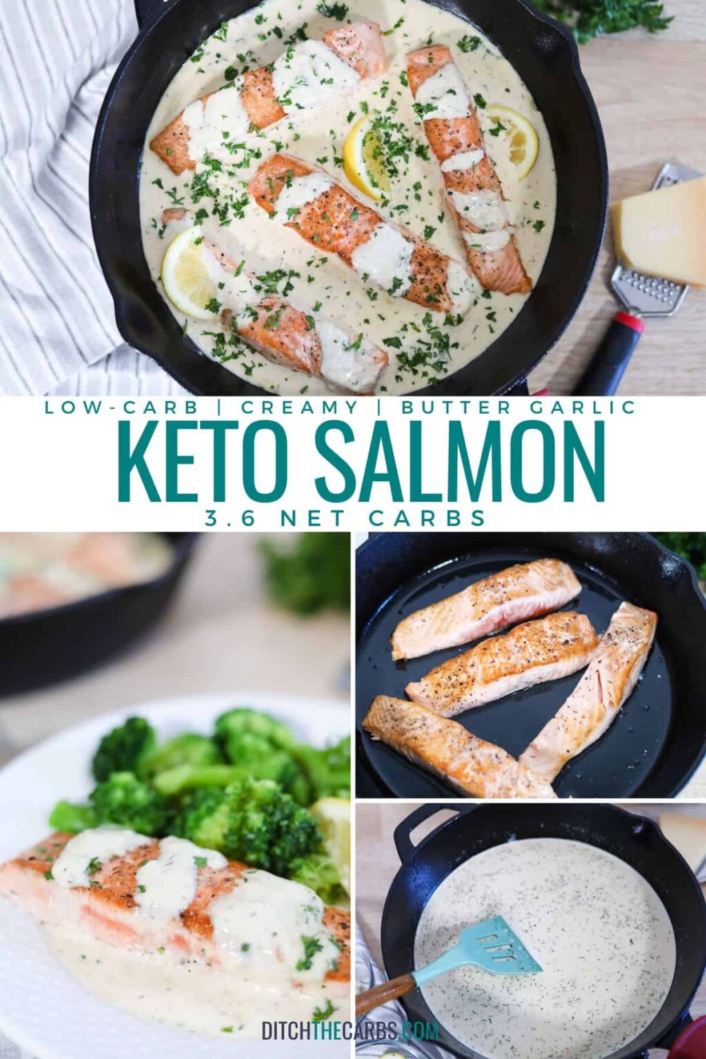 Easy Keto Salmon Recipe with Creamy Garlic Butter Sauce (OnePan