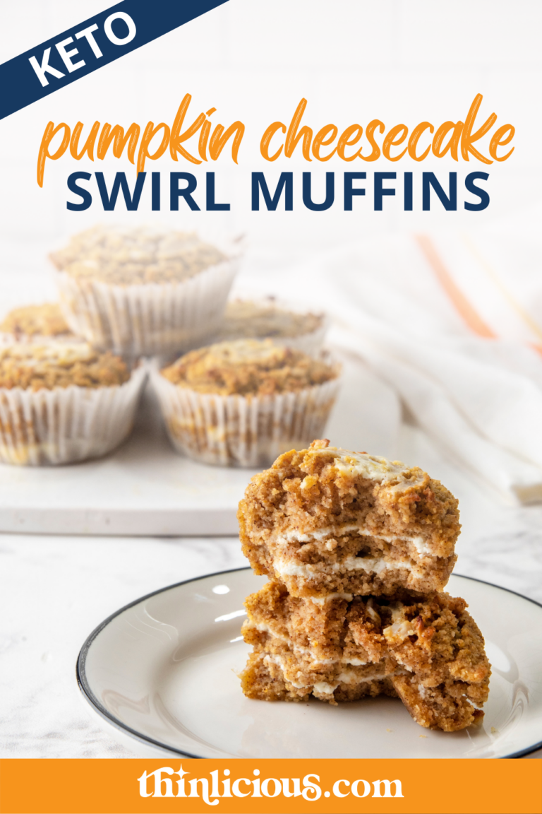 Low-Carb Pumpkin Cream Cheese Swirl Muffins - Thinlicious