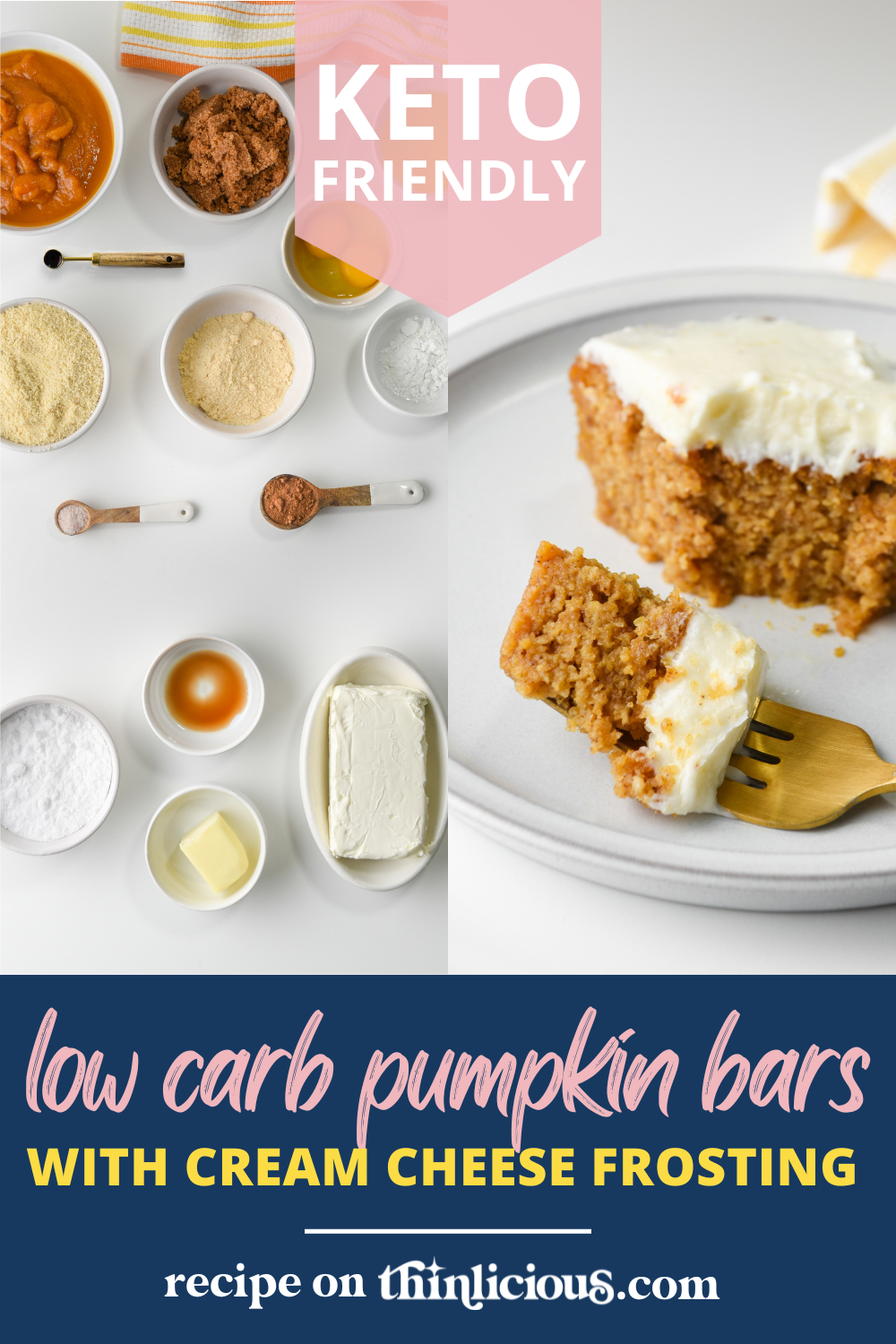 Fall is all about pumpkins! These pumpkin cheesecake bars are low-carb, gluten-free, and so rich and creamy you'll swear they are filled with sugar.