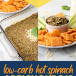 This low-carb spinach artichoke dip isn't just bubbly hot, it's spicy too! It has jalapenos, horseradish, chili powder, and 3 types of cheese - SO good!