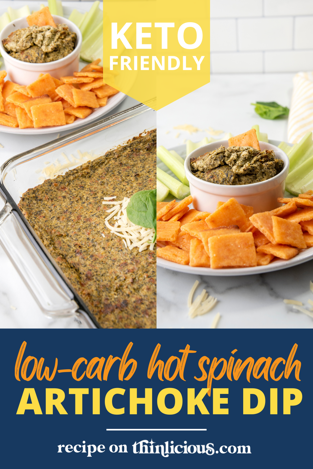Low-Carb Hot Spinach Artichoke Dip - Thinlicious