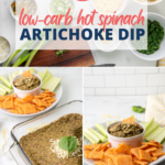 This low-carb spinach artichoke dip isn't just bubbly hot, it's spicy too! It has jalapenos, horseradish, chili powder, and 3 types of cheese - SO good!