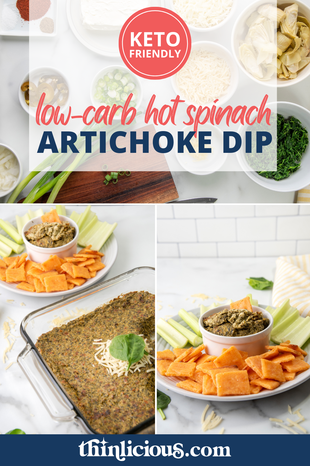 Low-Carb Hot Spinach Artichoke Dip - Thinlicious