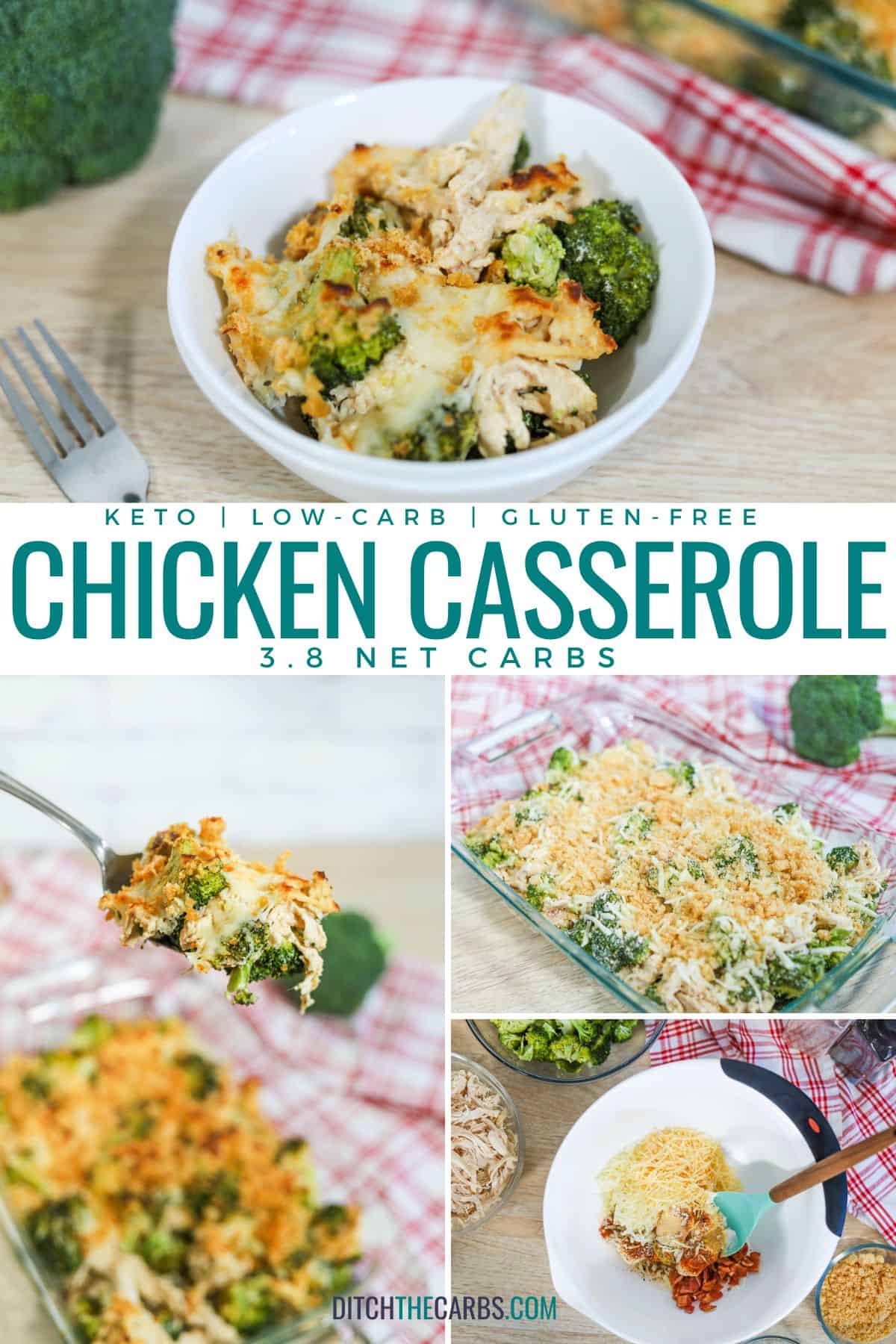 Quick Cheesy Keto Chicken Casserole (Pork Rind Crust) - Thinlicious