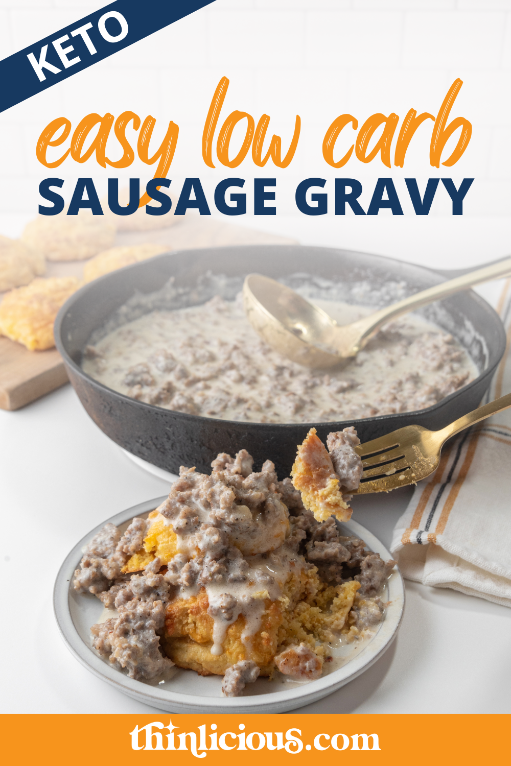 Easy (Gluten-Free) Low-Carb Sausage Gravy - Thinlicious