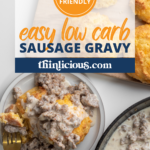 Thick and creamy and perfect to serve over your favorite low-carb biscuits, this low-carb sausage gravy is as spicy or mild as you want it to be!