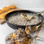 Thick and creamy and perfect to serve over your favorite low-carb biscuits, this low-carb sausage gravy is as spicy or mild as you want it to be!