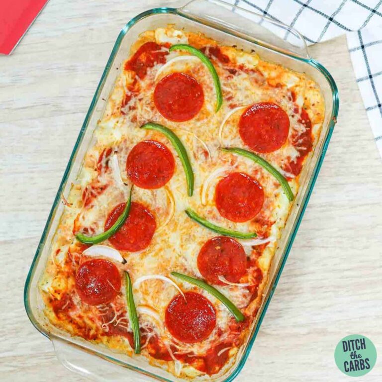 The Best Keto Pizza Casserole (made with cauliflower)