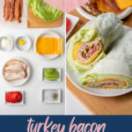 Thinly-sliced deli turkey, cheddar cheese, and bacon all wrapped in crispy lettuce! This keto turkey bacon club wrap is a hearty lunch with few carbs!