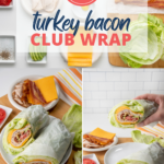 Thinly-sliced deli turkey, cheddar cheese, and bacon all wrapped in crispy lettuce! This keto turkey bacon club wrap is a hearty lunch with few carbs!