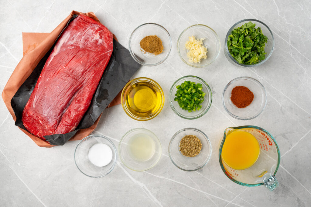 Ingredients for a keto carne asada marinade