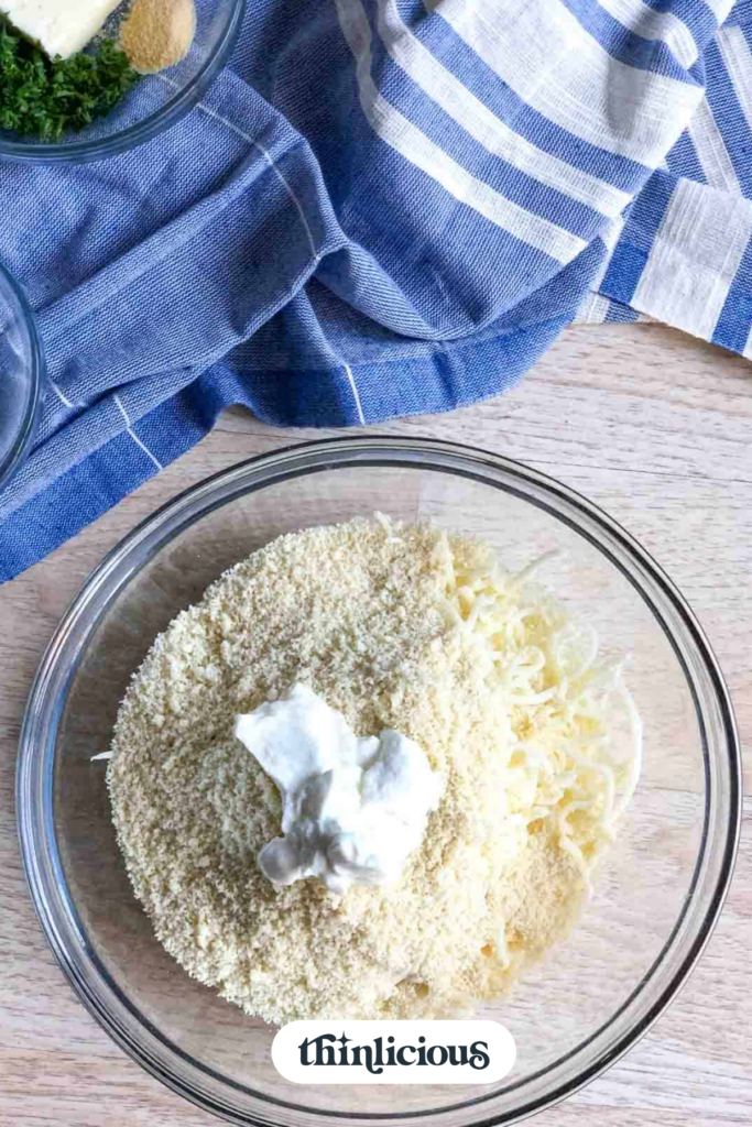 Mixing together ingredients for keto naan bread.