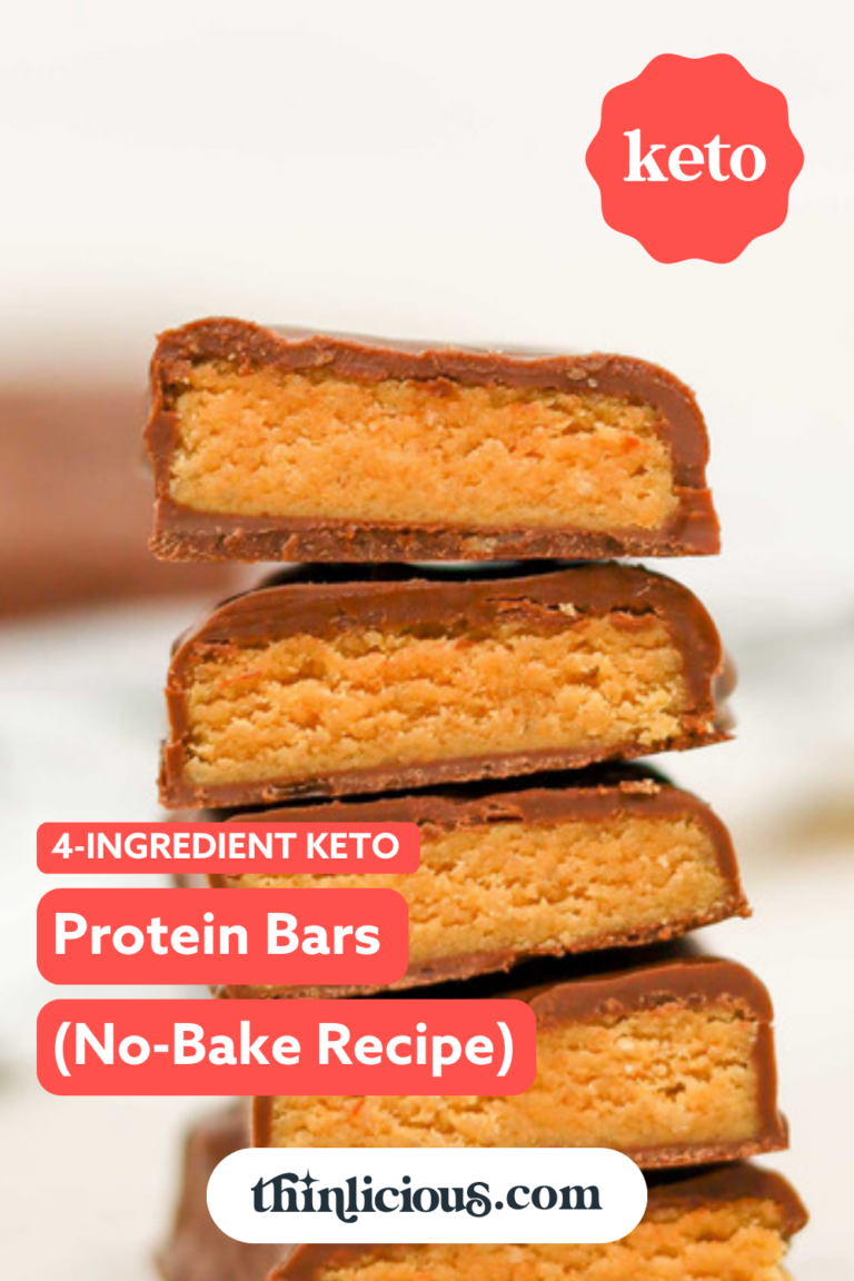 4-Ingredient Keto Protein Bars (no-bake recipe) - Thinlicious