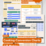 COOKING CONVERSION Chart Measurement Temp & Weight Set of 2 5x5