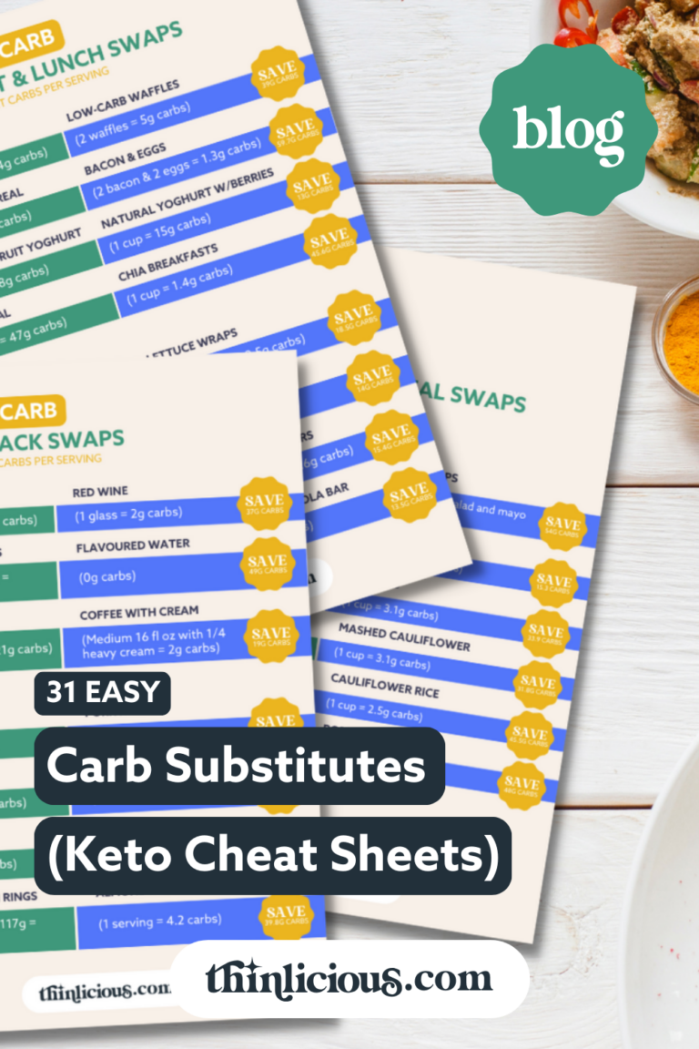 ♻️ 31 Easy Carb Substitutes Keto Cheat Sheets Thinlicious 1188