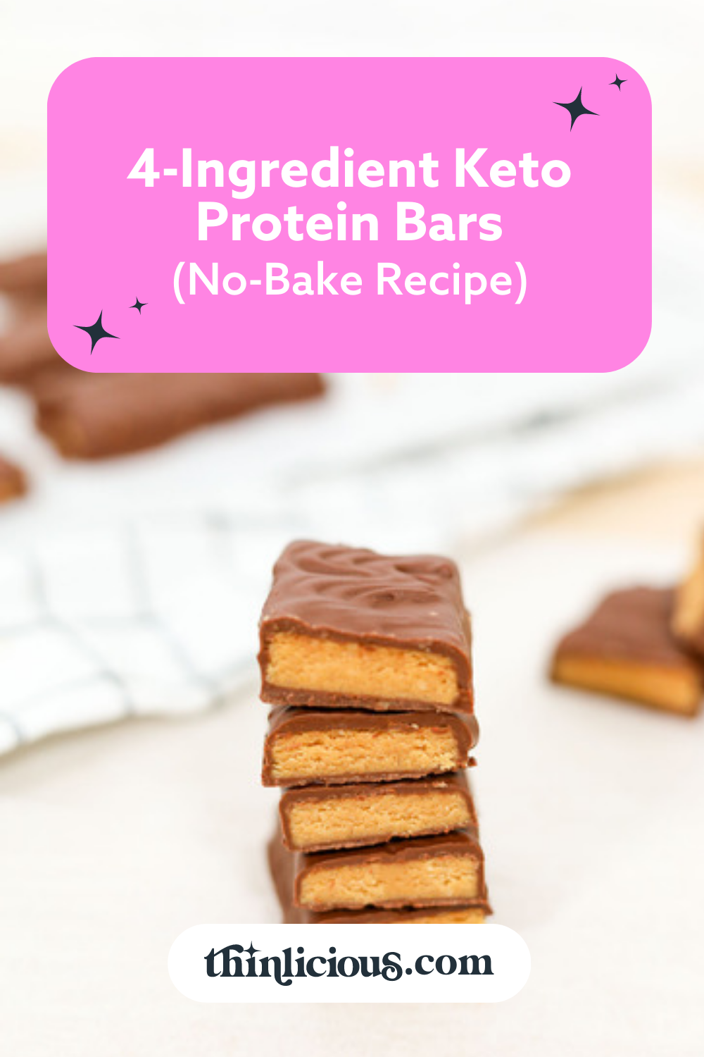 4-Ingredient Keto Protein Bars (no-bake recipe) - Thinlicious