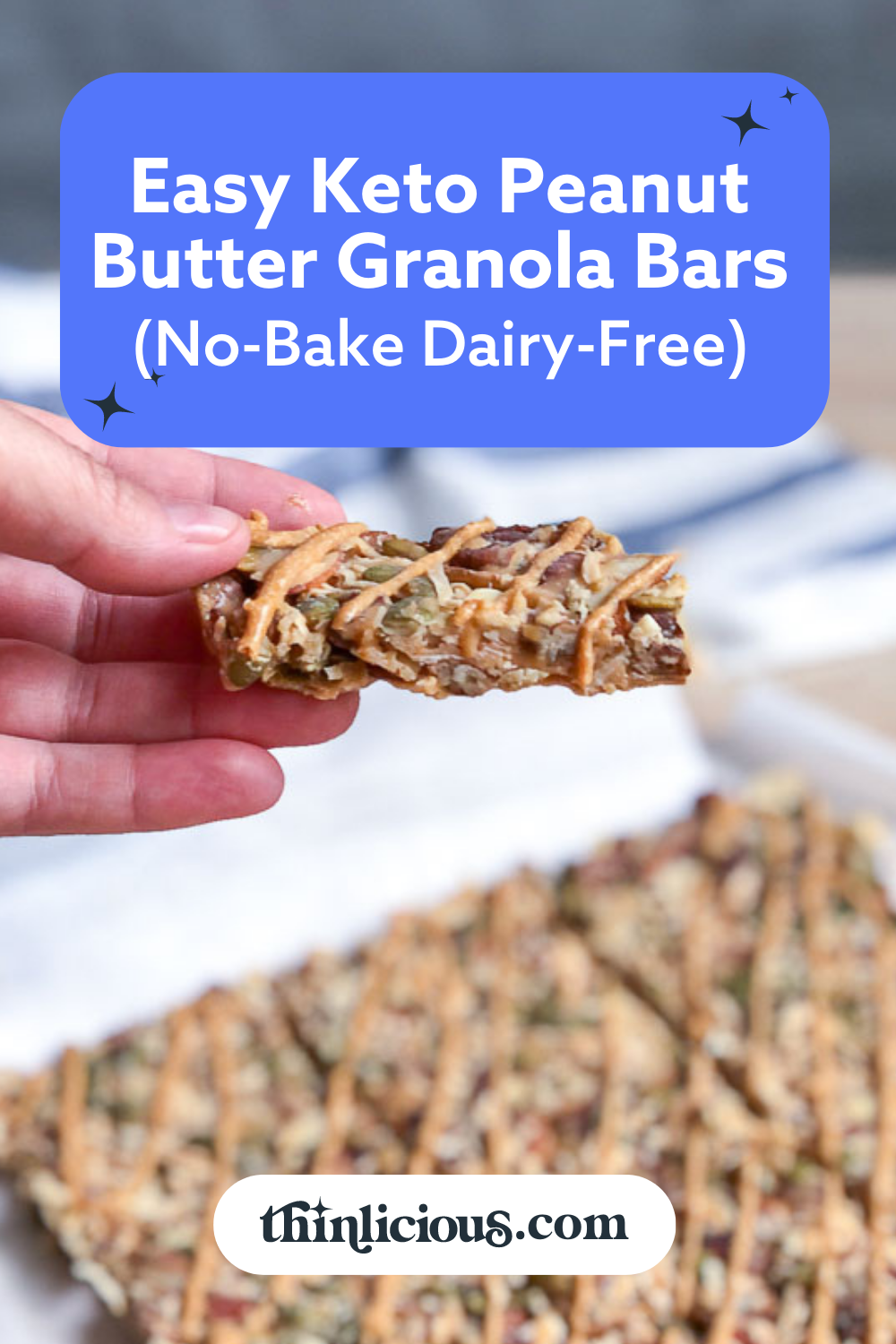 Easy Keto Peanut Butter Granola Bars (nobake dairyfree) Thinlicious