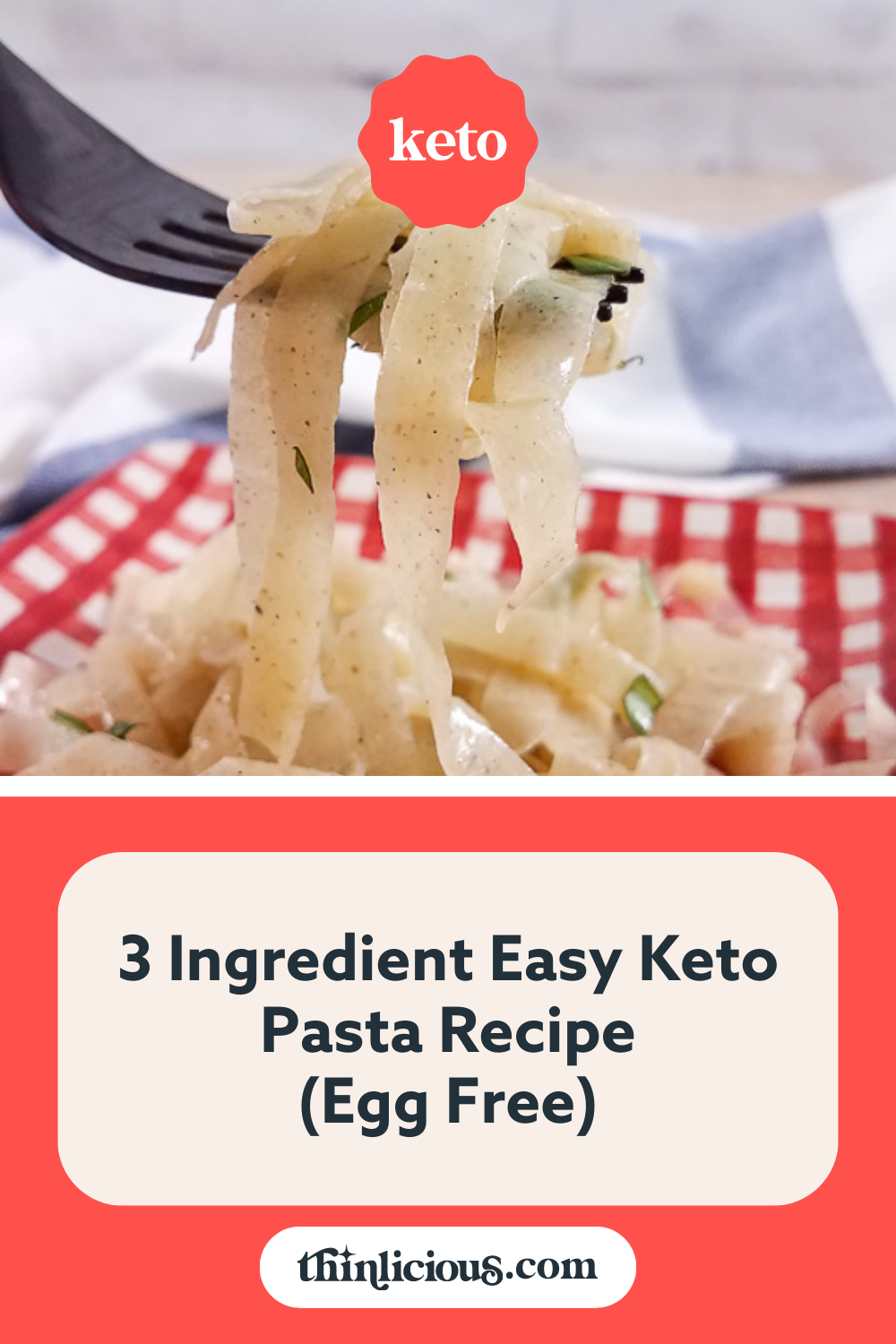 🍝 The BEST 3 Ingredient Easy Keto Pasta Recipe (Egg Free)