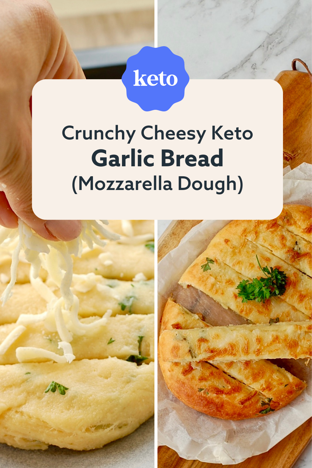 Crunchy Cheesy Keto Garlic Bread (mozarella Dough) - Thinlicious