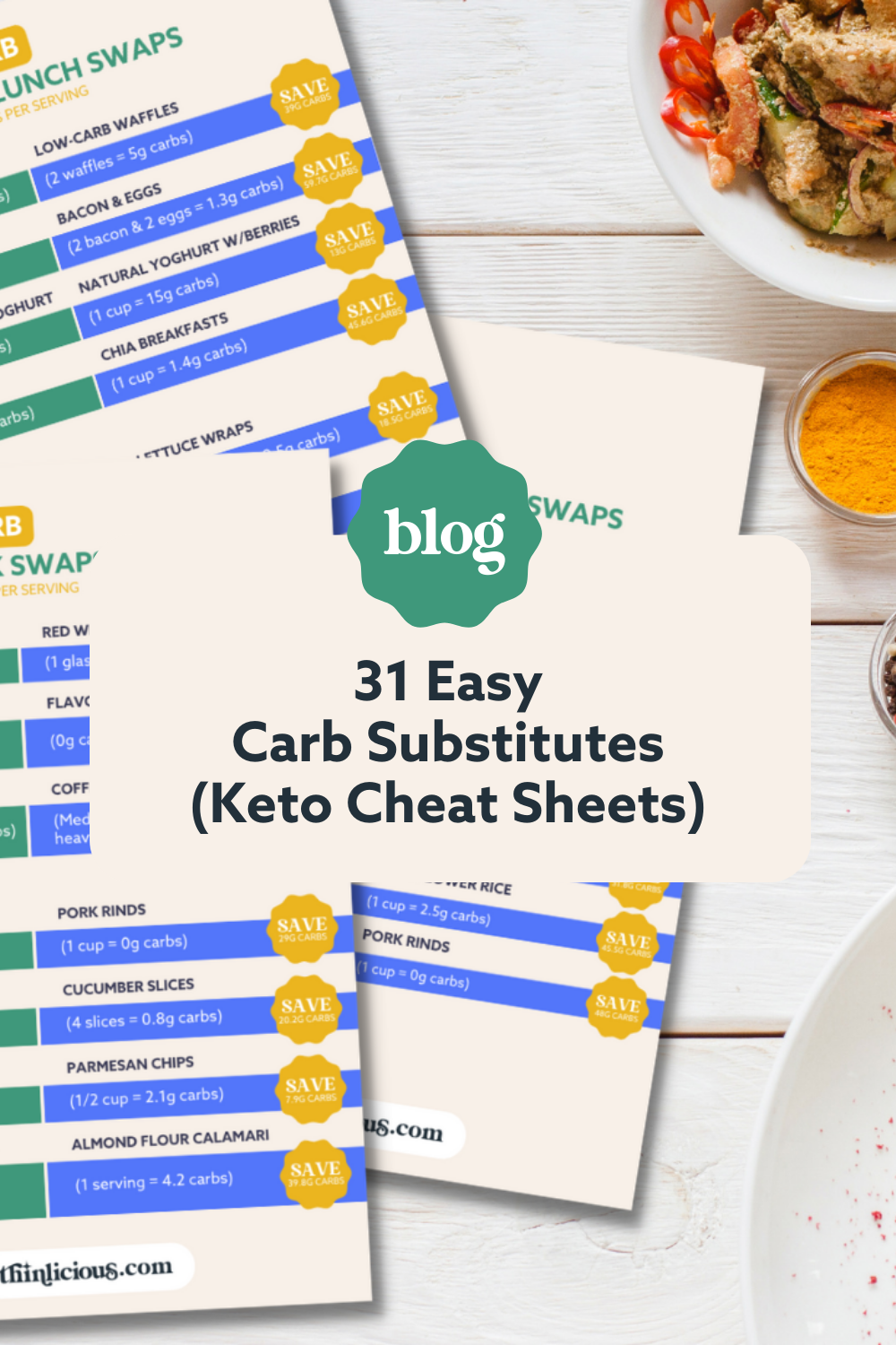 ♻️ 31 Easy Carb Substitutes Keto Cheat Sheets Thinlicious