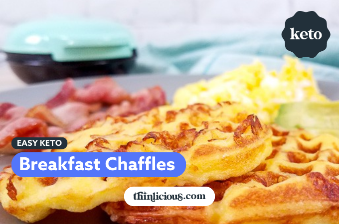 Keto Chaffle Breakfast Sandwich with Bacon and Egg - Green and Keto