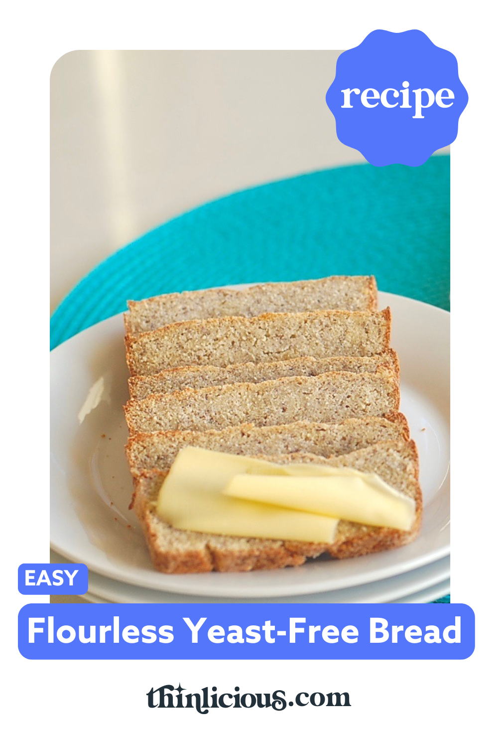 Easy Flourless Yeast-Free Bread (Low-Carb ) (1.9g carbs)