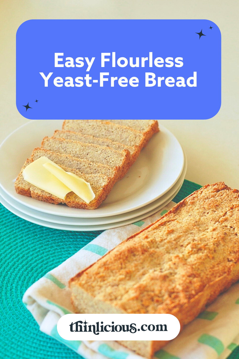 Easy Flourless Yeast-Free Bread (Low-Carb ) (1.9g carbs)