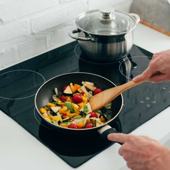 healthy food cooking on stovetop